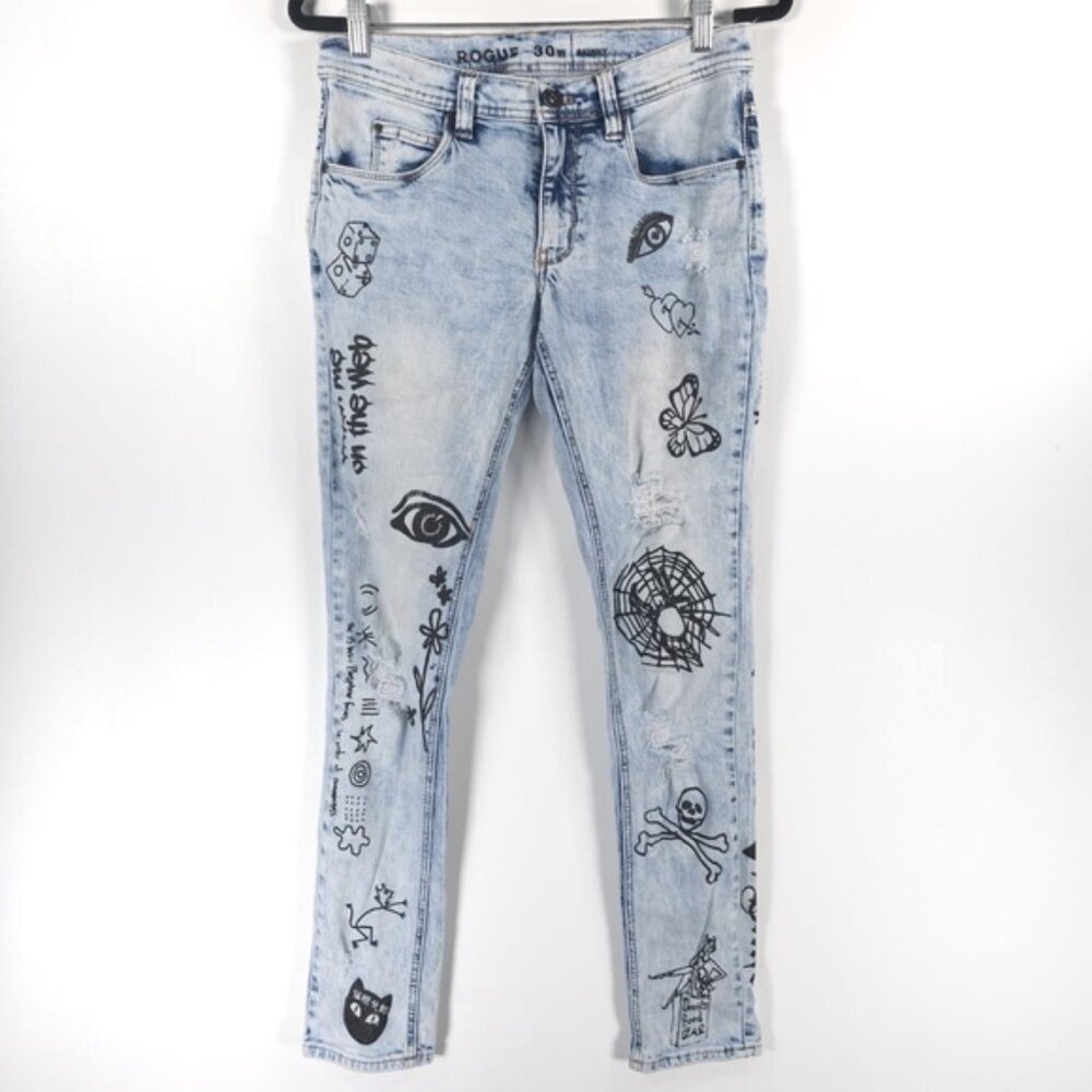 Zumiez NINTH HALL ROGUE Light Wash Skinny Jeans Size 30W‎